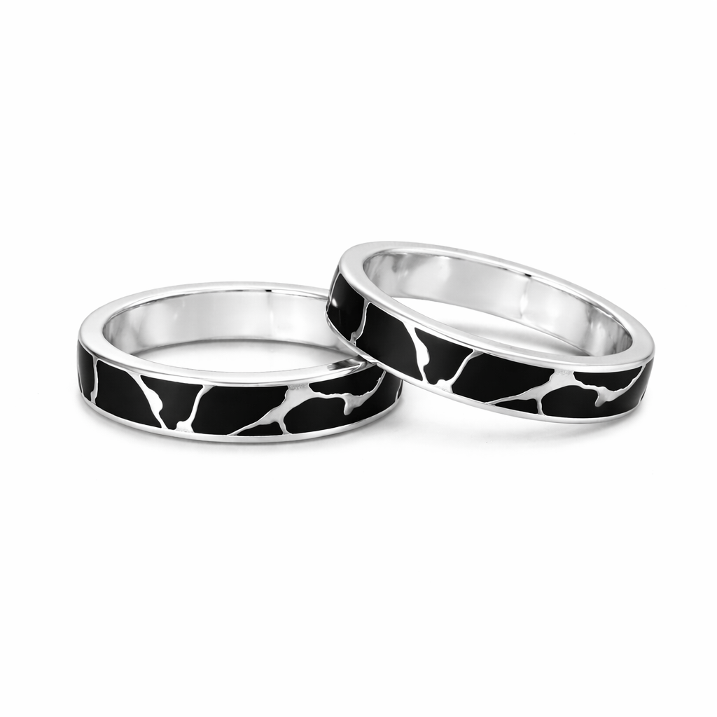 Black Marble & White Gold Ring