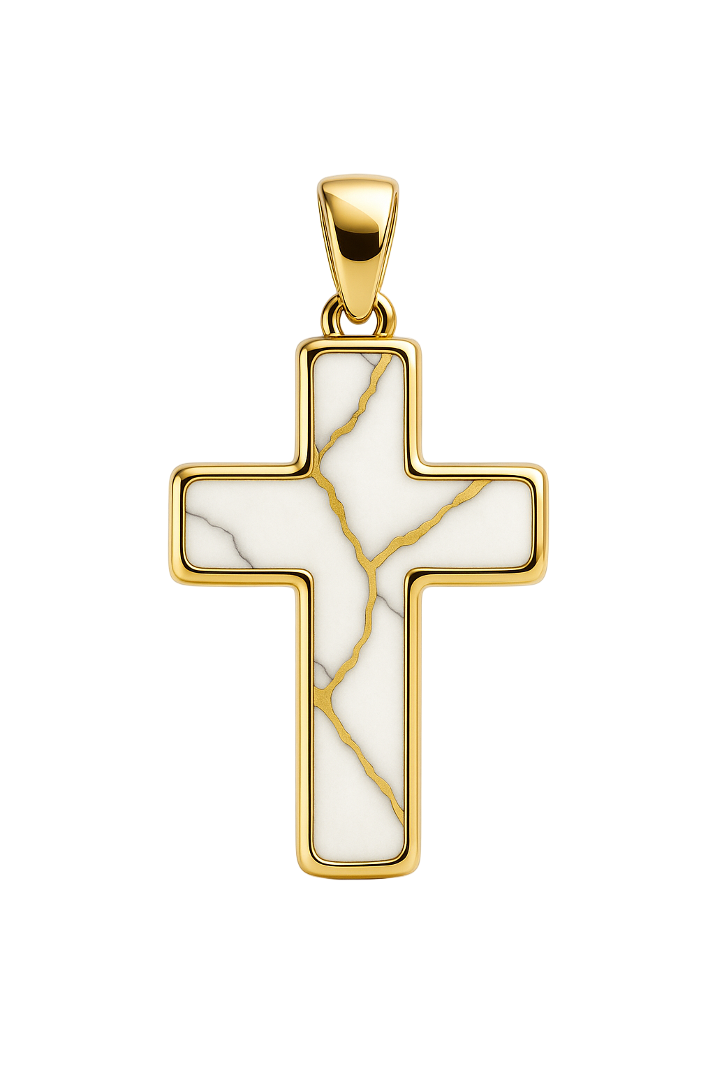 Marble & Gold Cross Pendant