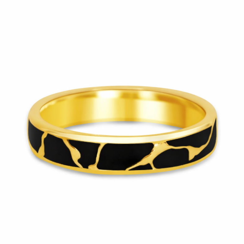 Black Marble & Yellow Gold Ring