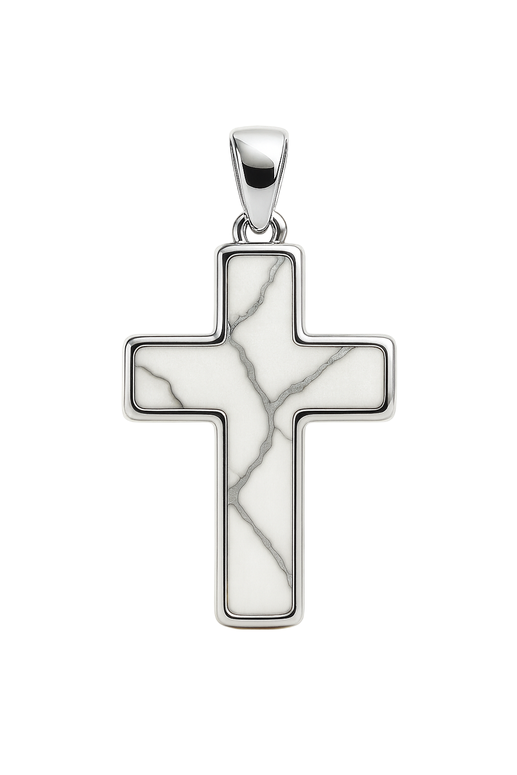 Marble & White Gold Cross Pendant