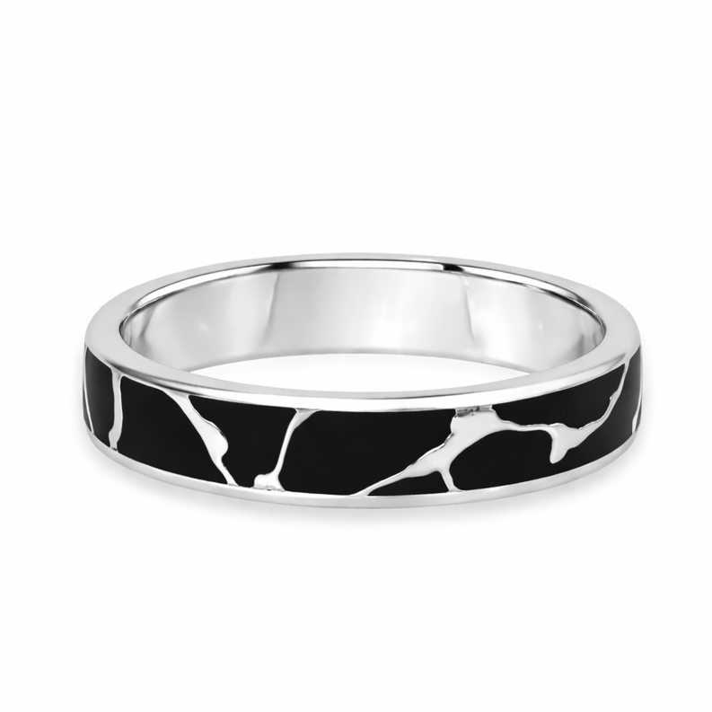 Black Marble & White Gold Ring