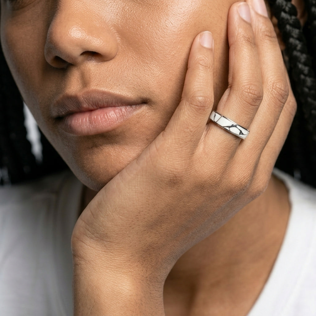 Classic Marble & White Gold Ring